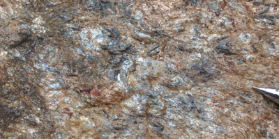Garnet + staurolite bearing micaschist. Photo by Rodolfo Carosi